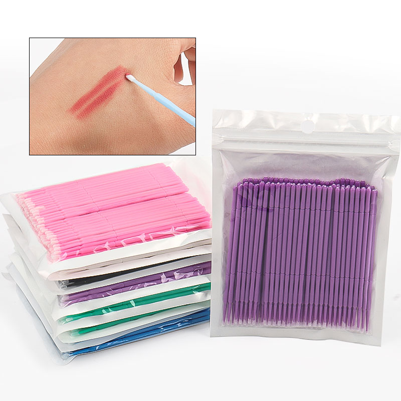 Eyelash Extension Double Lash - 100PCS/Bag Bamboo Eyelash Extension Cleaning Swabs