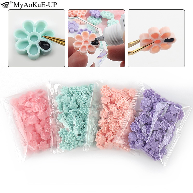 Eyelash Extension Double Lash - 100pcs Eyelash Extension Glue Holder Cup