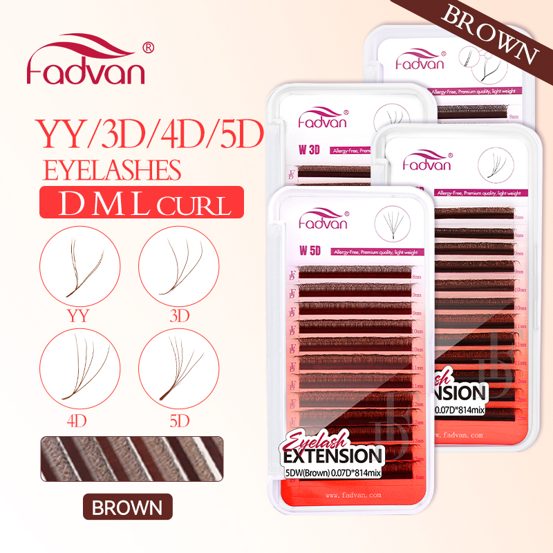 Eyelash Extension For Asian Eyes - FADVAN Brown 4D/3D/5D lashes W Shape