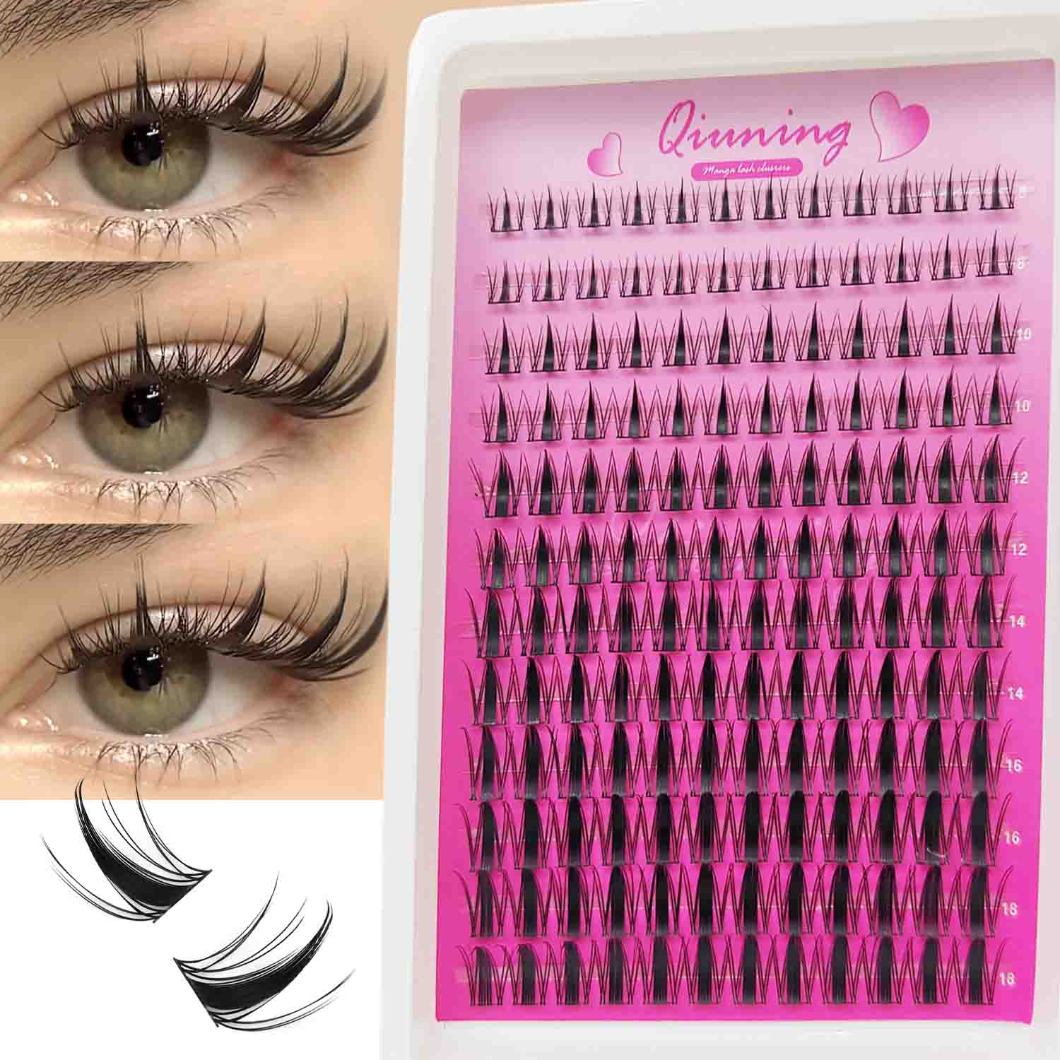 Eyelash Extension Wet Look - QIUNING Lash Clusters Manga Lash Clusters