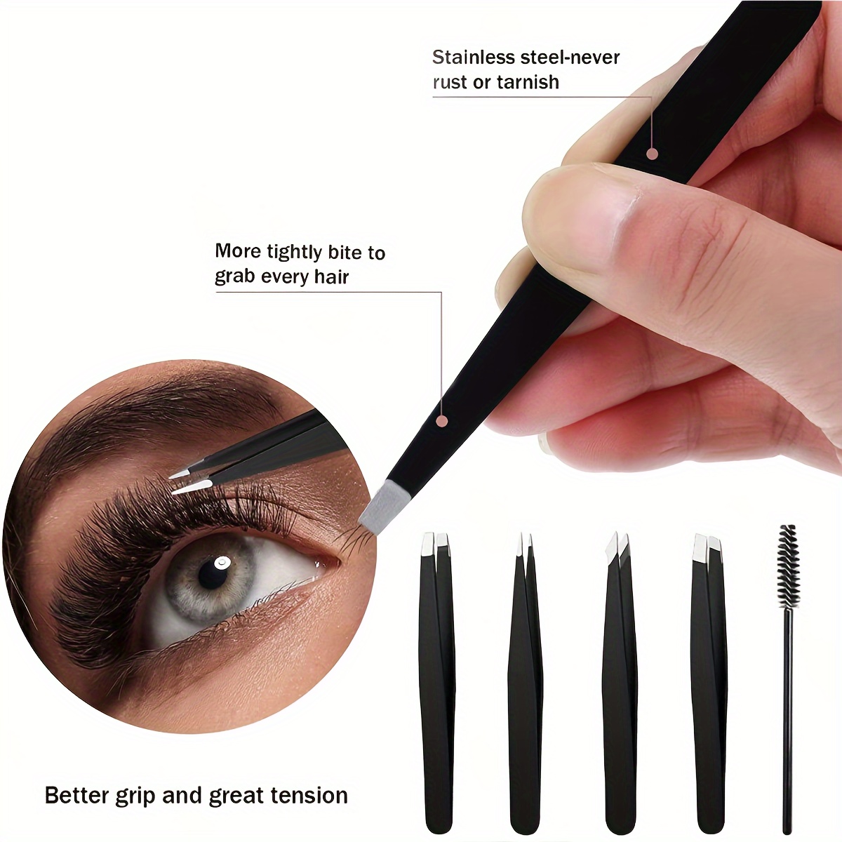 6pcs Eyebrow Tweezer Set with  - Lash Primer Cleanser recension och pris