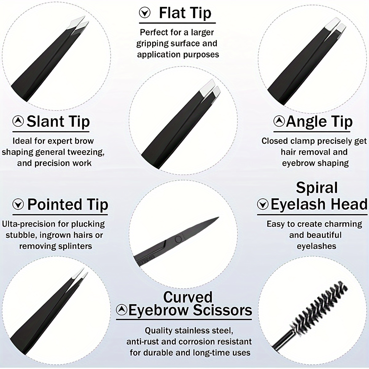 6pcs Eyebrow Tweezer Set with  - Lash Primer Cleanser recension och pris