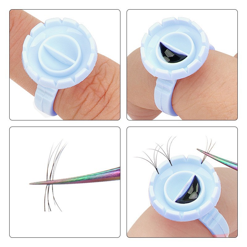 100Pcs Disposable Glue Ring Ho - Eyelash Extension Double Lash recension och pris