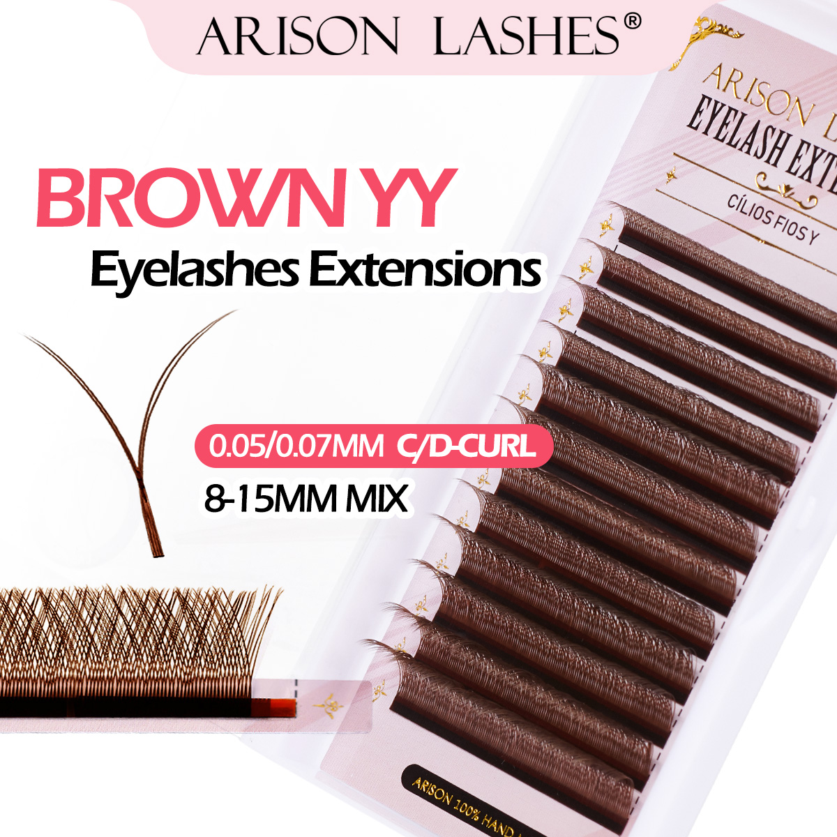 ARISON Brown 2D YY Lashes Doub - Eyelash Extension Double Volume recension och pris
