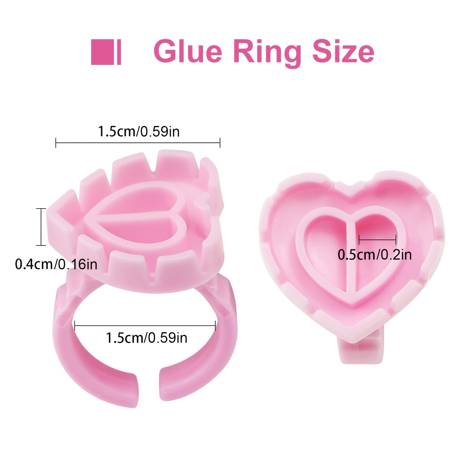 100PCSHeart Eyelash Glue Rings - Eyelash Extension Double Lash recension och pris