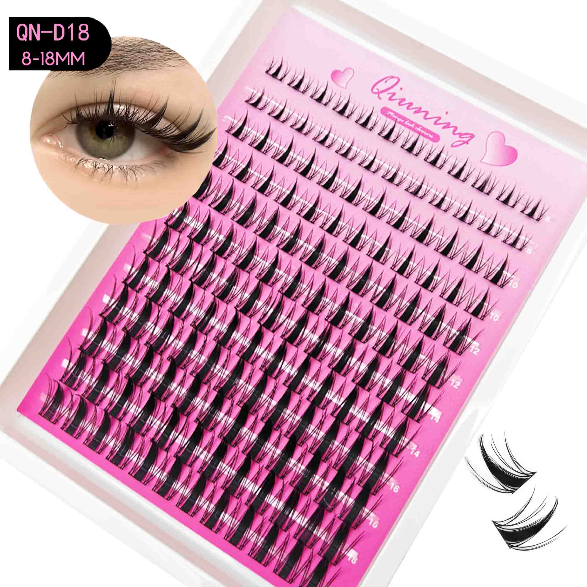 QIUNING Lash Clusters Manga La - Eyelash Extension Wet Look recension och pris