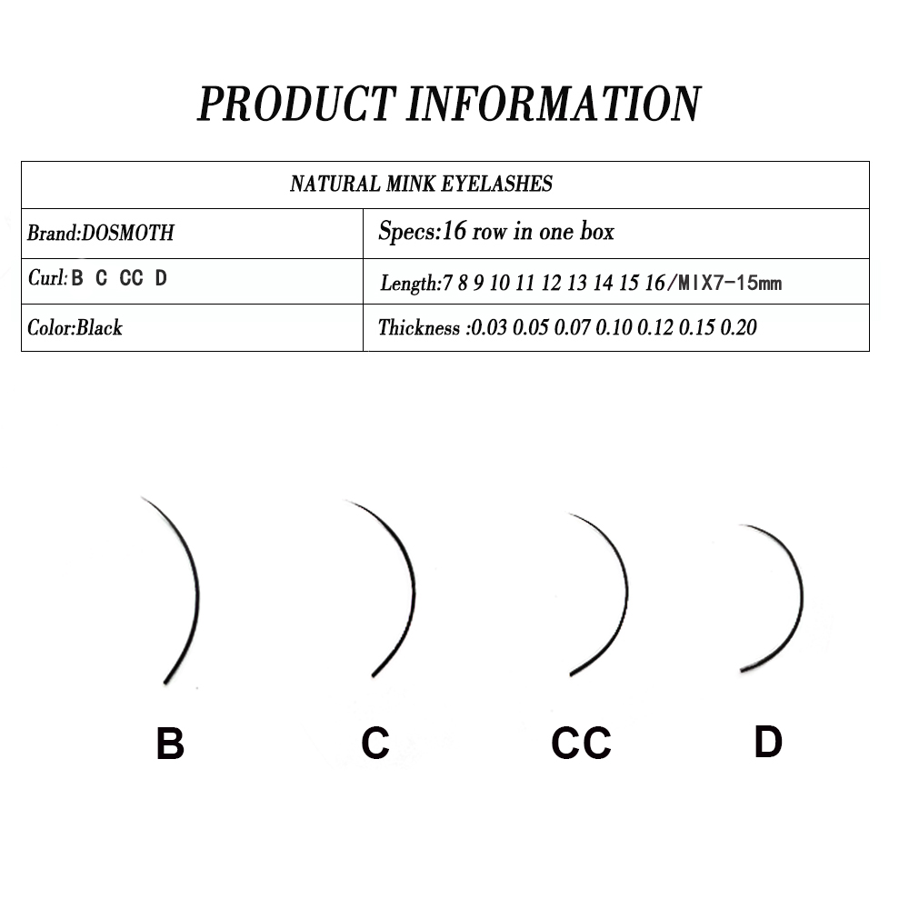 DOSMOTH 10 boxes 16rows 7-16mm - Eyelash Extension For Asian Eyes recension och pris